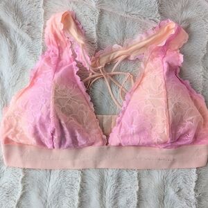 Victoria's Secret pink strappy lace Bralette pink/orange tye dye large